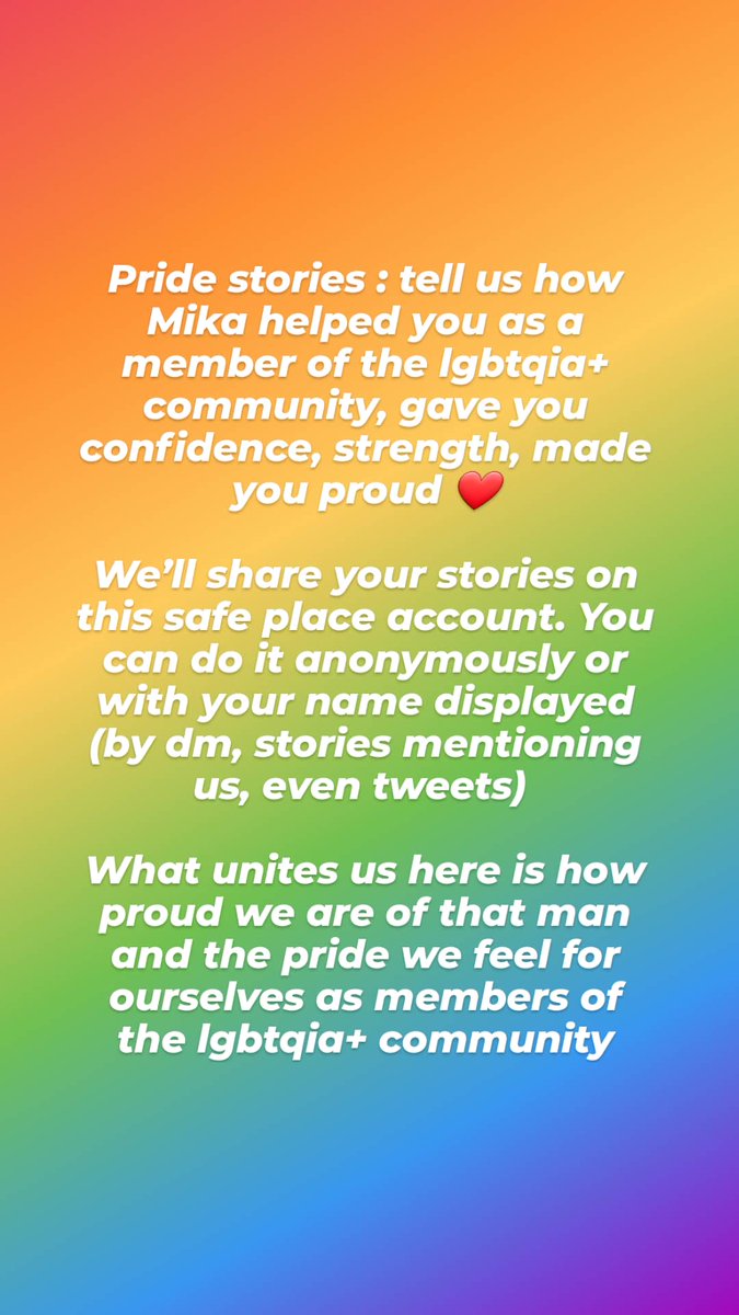 ❗❗ Dear followers listen up! Please share your story if you are comfortable 💖. Lets show our beautiful community and let Mika know about the many ways in which he has helped us ❤️🧡💛💚💙💜 #ProudToBeProud #SoundtrackOfEmpathy