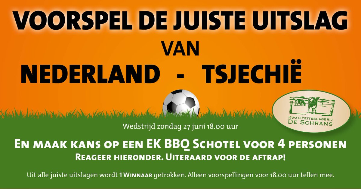 Er is weer een winactie gaande op onze FB pagina, log daar in om mee te doen! 👌🤗

#Leeuwarden #Schrans #actie #winactie #voorspelenwin #EK #Nederland #Tsjechië #EKvoordeel #EK2021 #barbecue #barbecueschotel #barbecuetijd #barbecuecompleet #Deslagerdieallesheeft