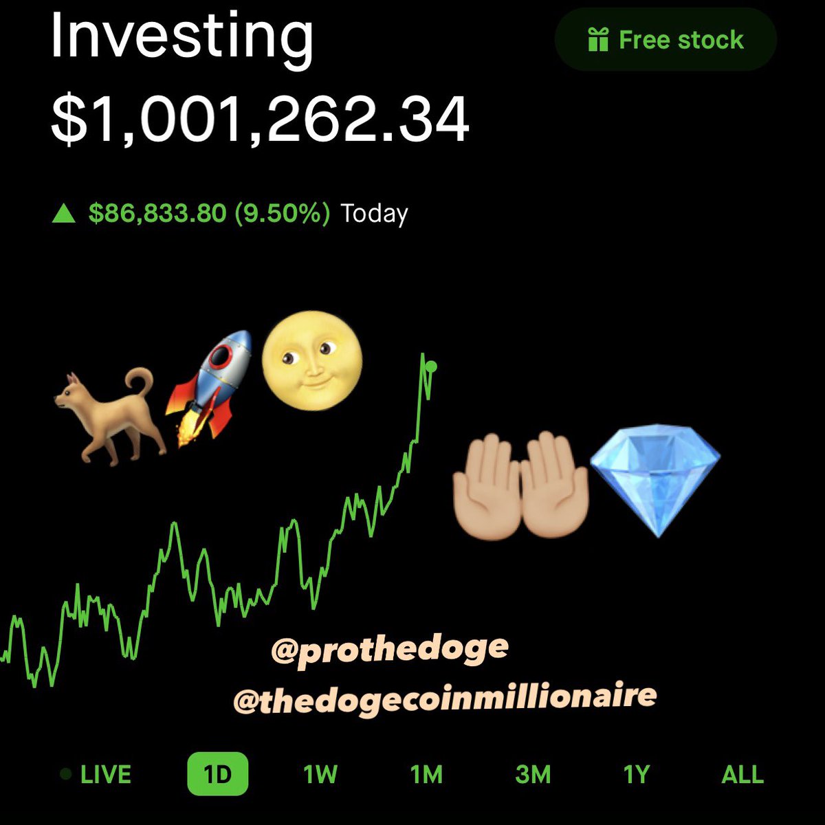 I’M FUCKING BACK BABY 😎 this is what happens when #dogecoin rewards you for trusting the process, keeping your integrity, sticking to the script, and seeing your plan all the way through to the end. #DiamondHands #DogeCoinTo1Dollar #dogearmy