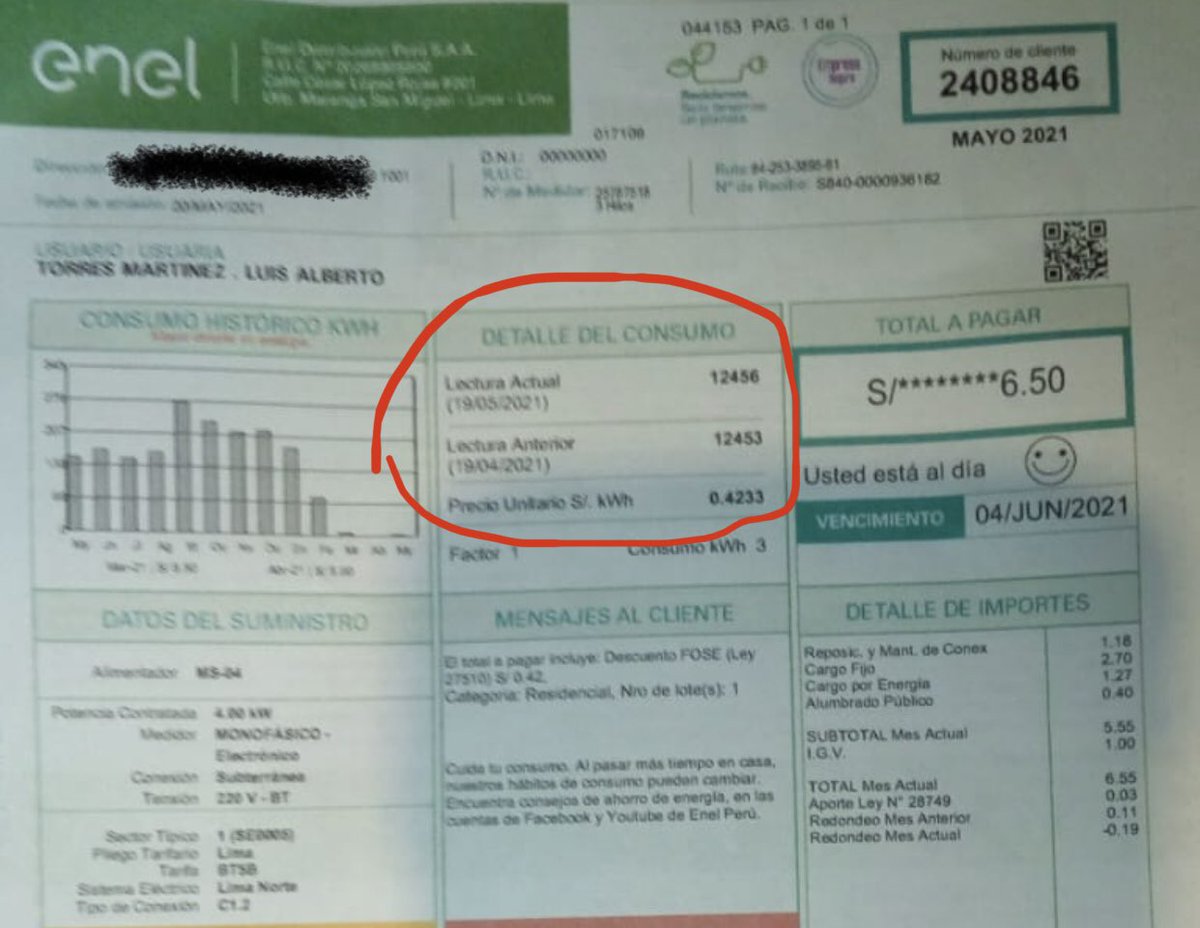 LuchoMkt's tweet photo. @EnelPeru mi depa está vacío desde 17Feb último pago en mayo la lectura fue 12456kwh y ahora me viene por 54.50 soles y muy vivos ustedes ponen sin datos la lectura cuando mi medidor está en 12456.9kwh encima voy más de 3 horas por WhatsApp esperando @OSINERGMIN @IndecopiOficial https://t.co/hkyPHdwbgz
