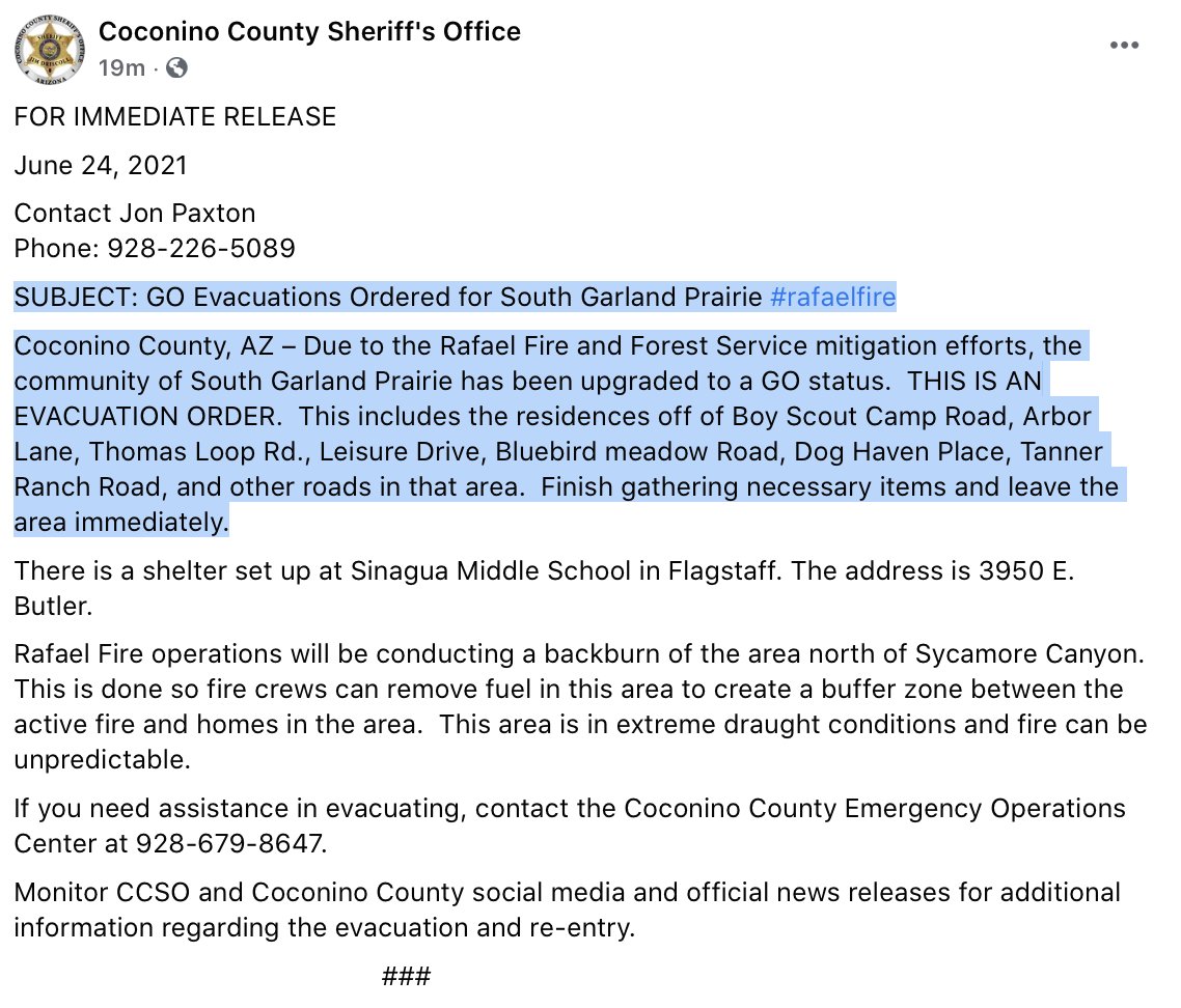 NicoleSGrigg's tweet image. BREAKING: GO Evacuation orders for South Garland Prairie because of the #RafaelFire 

EVACUATION ORDER FOR: residences off Boy Scout Camp Rd, Arbor Lane, Thomas Loop Rd., Leisure Dr., Bluebird Meadow Rd, Dog Haven Place, Tanner Ranch Road, and other roads in that area.