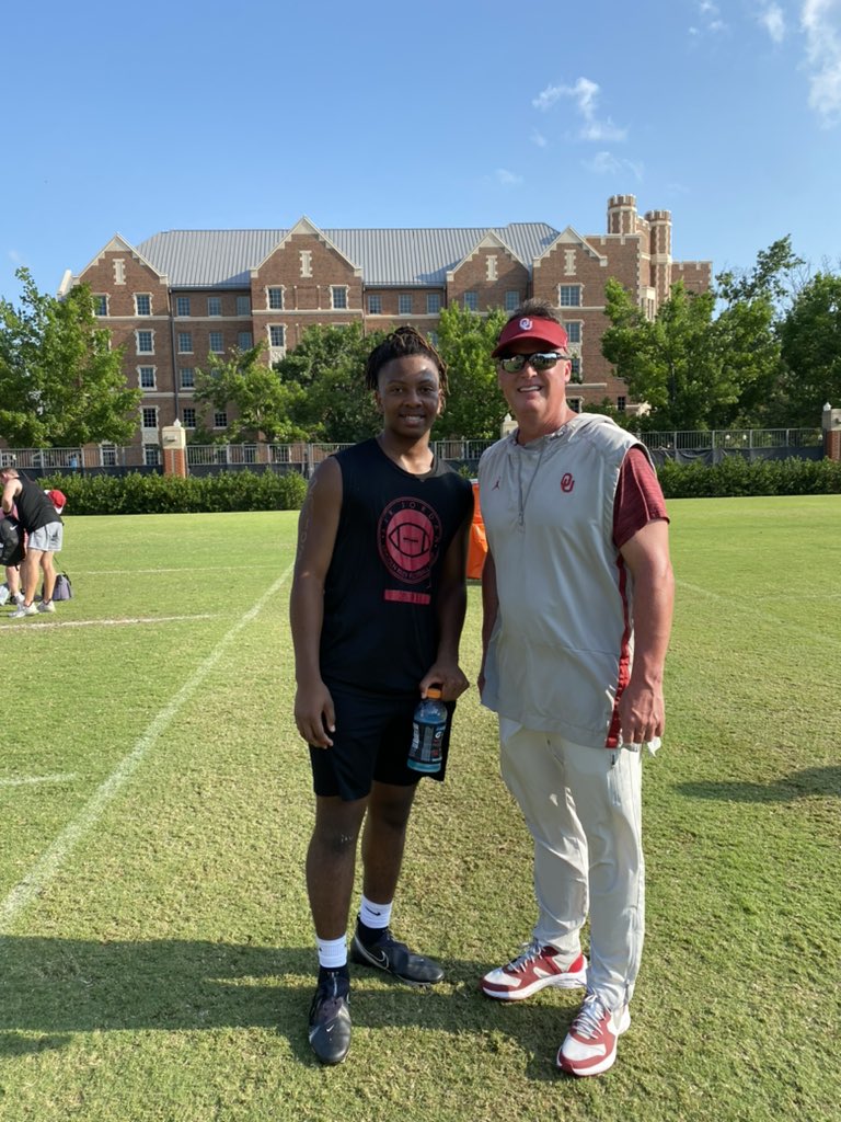 calebat_21's tweet photo. Had a  great time at the @RileyFBCamp yesterday! Thank you to all the coaches for the great experience.@OU_Football @LincolnRiley @DeMarcoMurray @OU_CoachGundy @SHBearcatFB @coachcoryc @CoachJDozier @ColeMCarter11 @CoachWadeSteven @CoachEHill https://t.co/Zhhq2GxzSI