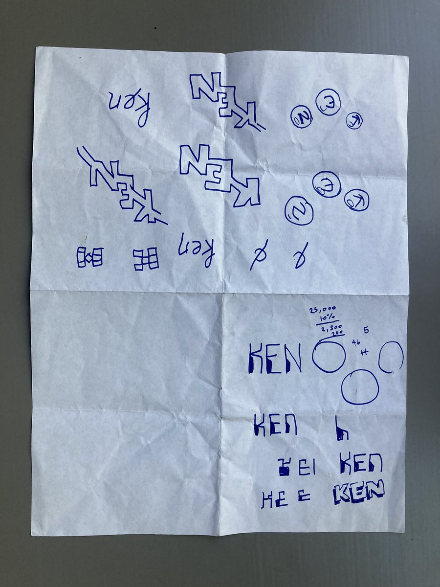 Just found this in the garage: trying out different ways to write my name on the Jeopardy! lectern back in 2004.