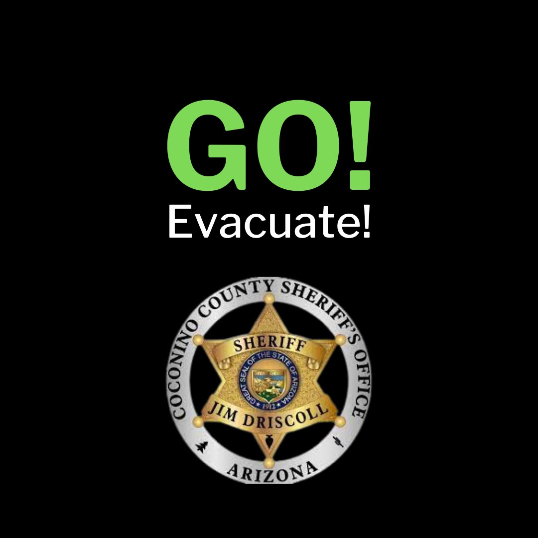 The Coconino County Sheriff’s Office has announced a “GO” notification for all residents in Garland Prairie South.  Finish gathering necessary items and leave the area immediately. More: coconino.az.gov/CivicAlerts.as…
