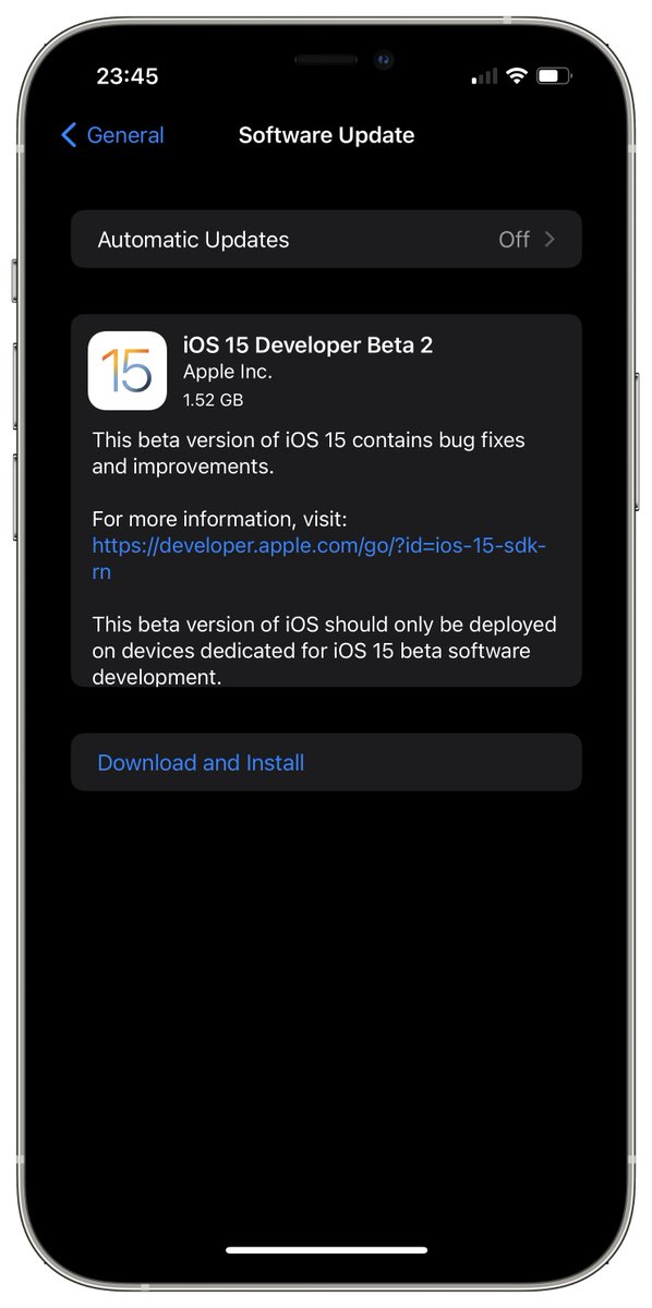 iSWUpdates's tweet image. iOS 15.0 Dev Beta 2 (19A5281h) has been released. #iOS15 #iOS15DevBeta2 #iOS15Beta2