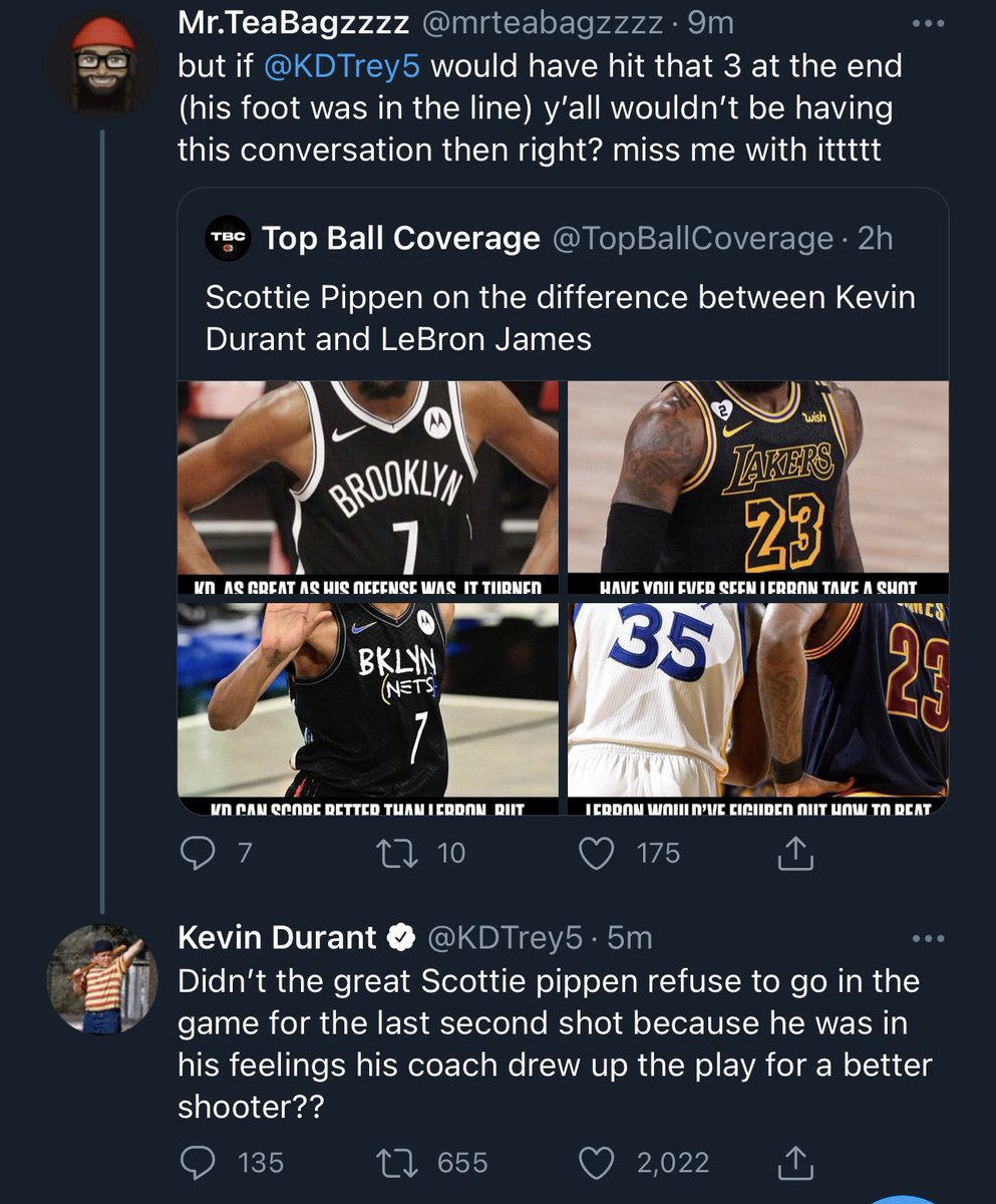 TheHoopCentral's tweet photo. Kevin Durant fires back at Scottie Pippen. 😳 https://t.co/43QusfNcRe