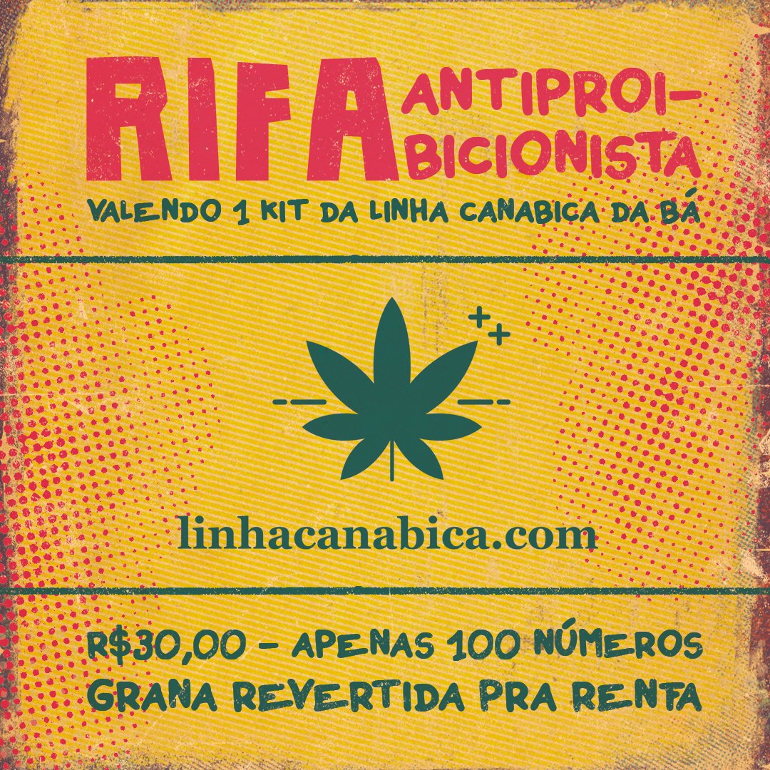 Rifa Antiproibicionista MolusComix e Linha Canabica da Bá.

Quer ganhar este super poderoso kit da Linha Canabica da Bá?! Venha tentar a sorte, escolher um número de 1 a 100 por R$ 30,00 e orar para Jah!

Toda grana da RIFA será revertida para as ações emergenciais da RENFA/BA.