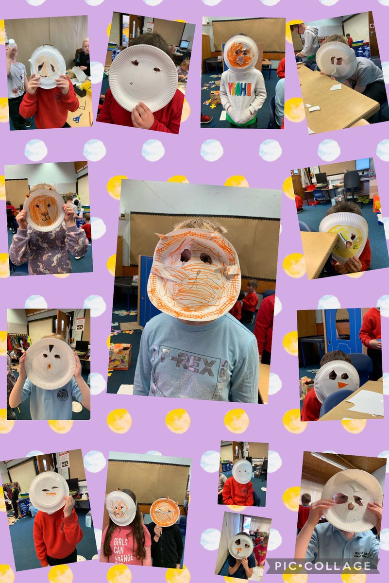 P2KHOMPS's tweet photo. Today we made some masks for the different characters in The Lighthouse Keeper’s Lunch story. Can you guess who’s behind the mask? 🤔 https://t.co/1ziLZd426J