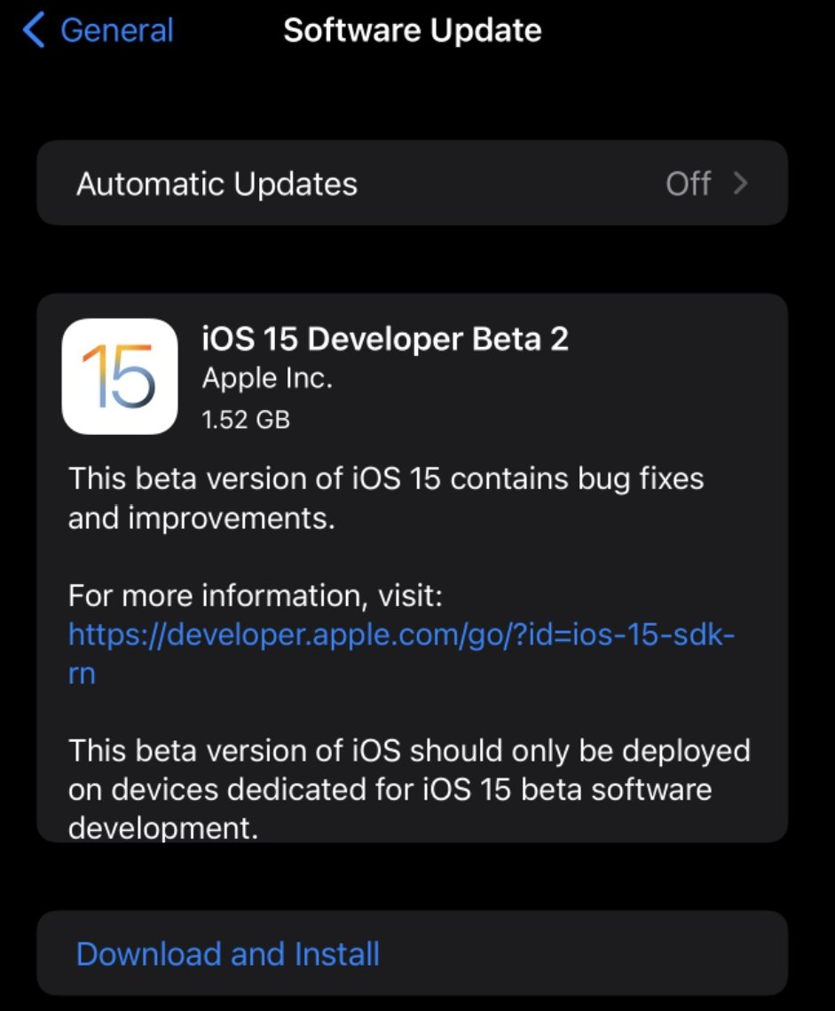 iamjustatechh's tweet image. iOS 15.0 Developer Beta 2 has been released. #iOS15 #iOS15DevBeta2 #iOS15Beta2 #iOS