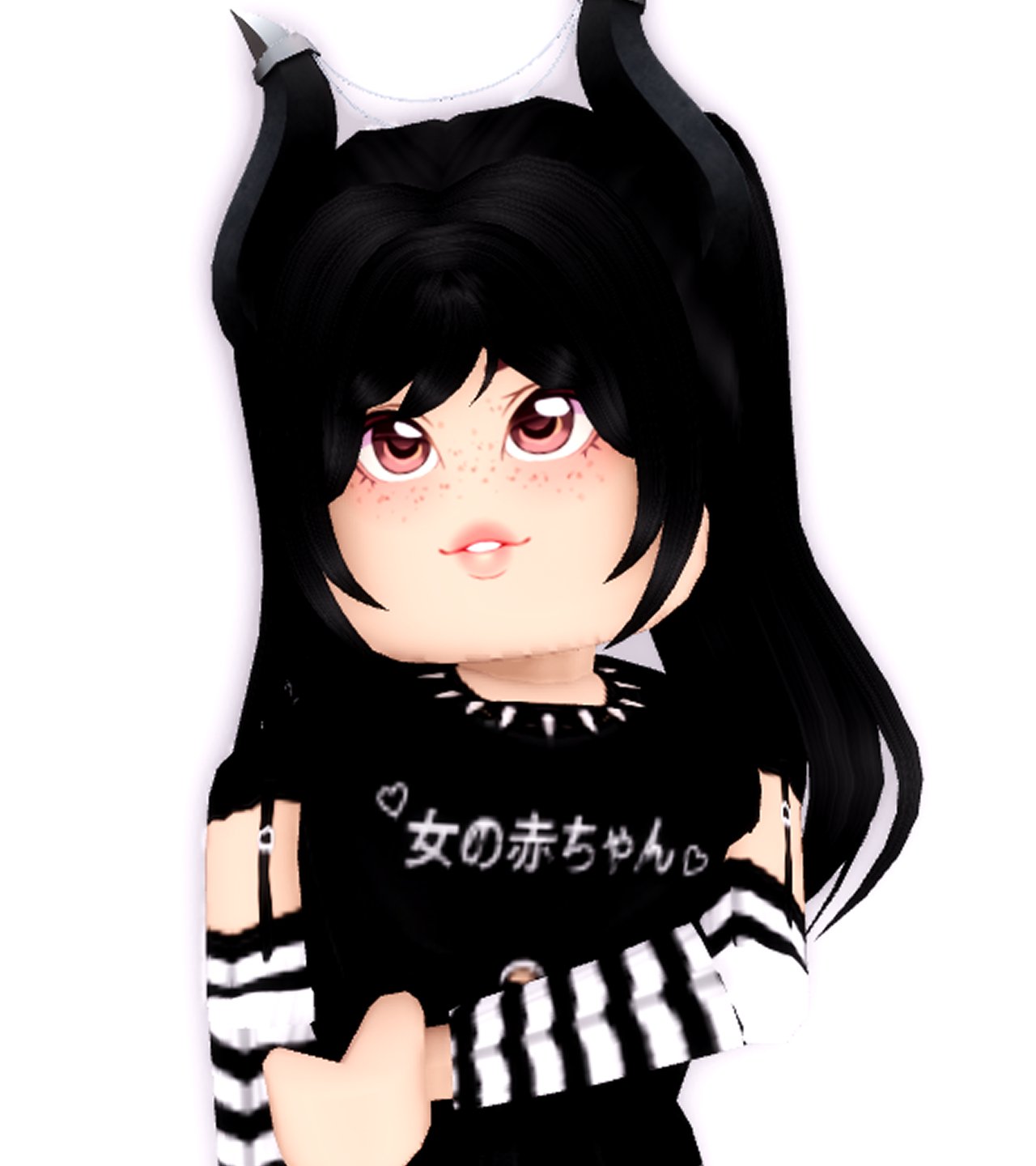 Emo Roblox black head with black antlers, black mess