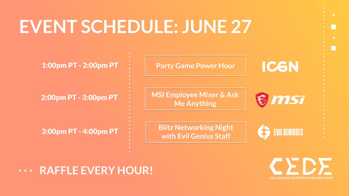 UniGameNetwork's tweet image. An update to the scheduling! The Sponsorship Deck Review with @DylanLiu is now on June 26 at 3pm PT, replacing the @msiUSA Employee Mixer &amp;amp; Ask me Anything - which is now on June 27th at 2pm PT.

Check out both communities below! 
bit.ly/UconnectEsports
bit.ly/MSIstudent