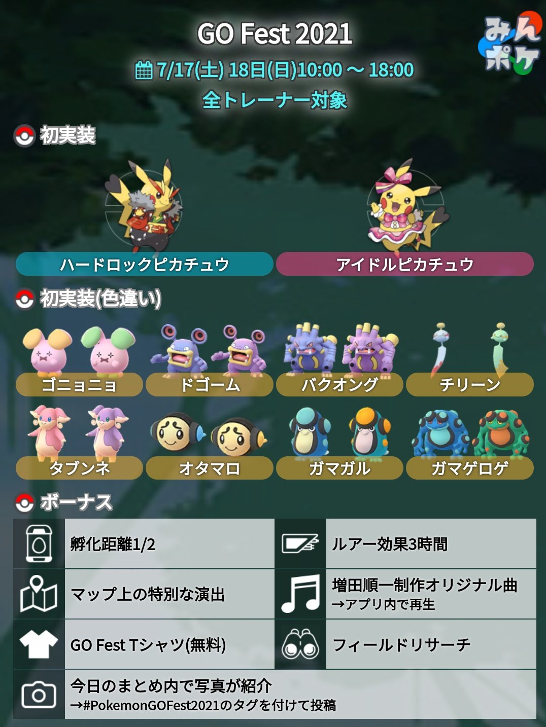 ポケモンgo攻略 みんポケ Go Fest 21 2日目のレイドボスが発表されました これまでに登場したすべての伝説のポケモンが登場 幻除く 風 溶岩 極寒 雷 の4つのテーマの時間帯に分けられている チケットの有無にかかわらず