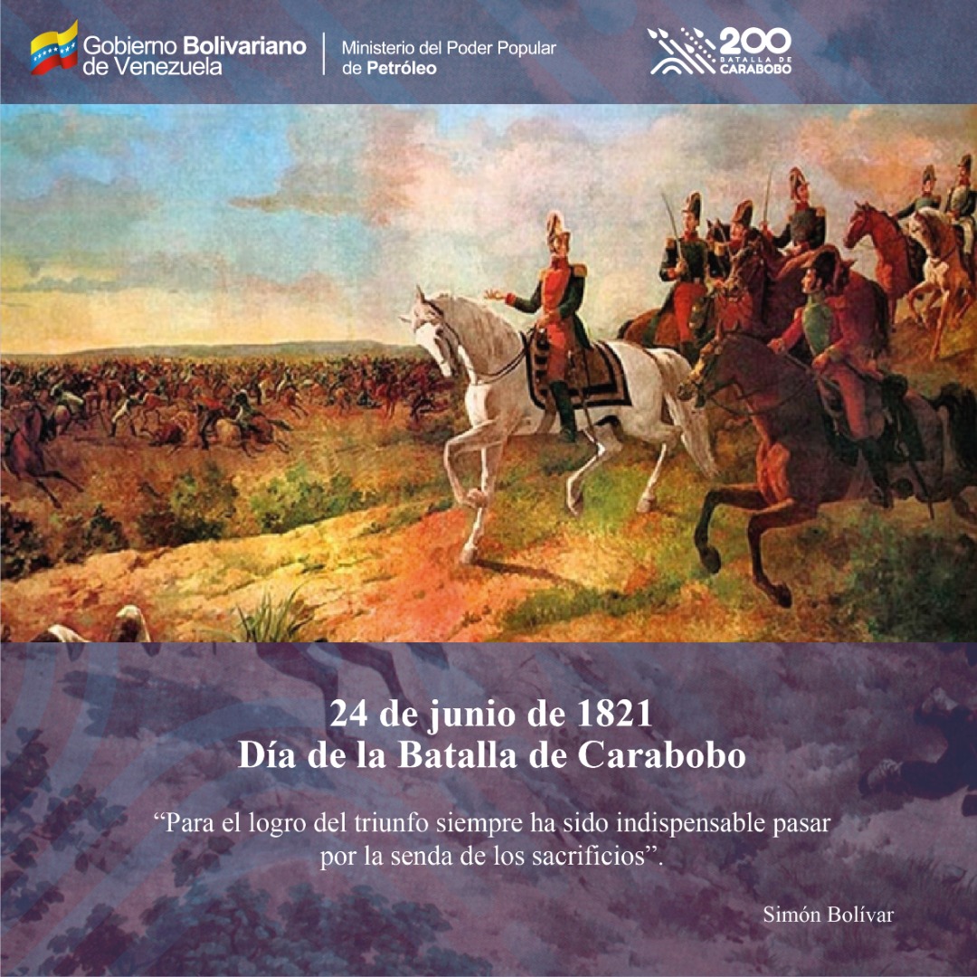 🇻🇪 Este 24 de junio conmemoramos el Bicentenario de la Batalla de Carabobo. ¡Seguimos invencibles y en la lucha por nuestra Nación desde cada espacio de la Industria Petrolera!
#Carabobo200AñosDeLibertad <a href="/GermanMarquezgt/">Germán Márquez</a> <a href="/TareckPSUV/">Tareck El Aissami</a>