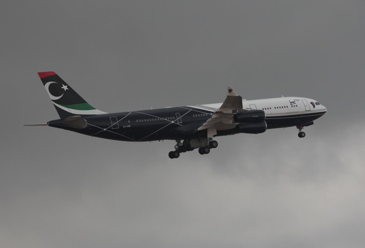 poshsociety3's tweet photo. My personal highlight in terms of traffic so far this year. In light of the recent #Libyaconference #Libya2Berlin stored until this month since 03/2014 5A-ONE back in service, flying for the Libyan Government the A342 visited Berlin, seen here leaving BER for LHR https://t.co/kwqXANxXYc