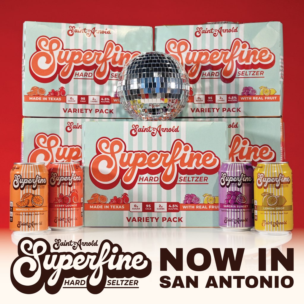 Far out! We’re now at retailers in San Antonio, just in time to cool you down this Summer! Our seltzer’s are made with 💯% real ingredients and are #superfineallthetime 💃🏻🕺🏻