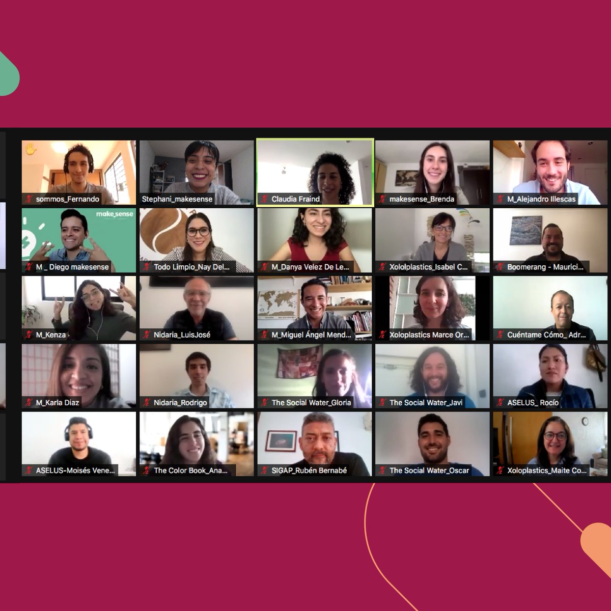 makesense_am's tweet photo. ¡Estamos muy felices de presentarte a lxs emprendedorxs semi-finalistas del #ProgramaDeImpulsoG8 durante el Bootcamp de pre-selecciónl! 🤩
¡Muy pronto no te pierdas a los 8 proyectos que serán parte de la 8a generación del #ProgramaDeImpulsoG8 de makesense y @Veolia_Mx! https://t.co/a40HMqTLPO