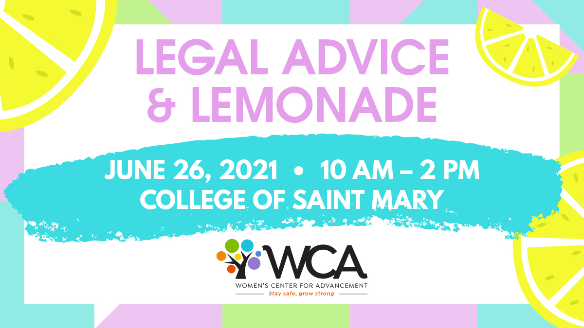 wcaomaha's tweet photo. Is your head swimming w/ questions on divorce, custody, and protection order matters? Legal Advice and Lemonade Drive Thru is here to help at no charge! Join us Sat. 6/26 from 10 am - 2 pm at College of St Mary (7000 Mercy Rd, Southwest parking lot outside of Mercy Hall.) https://t.co/9fRHJim5Oj