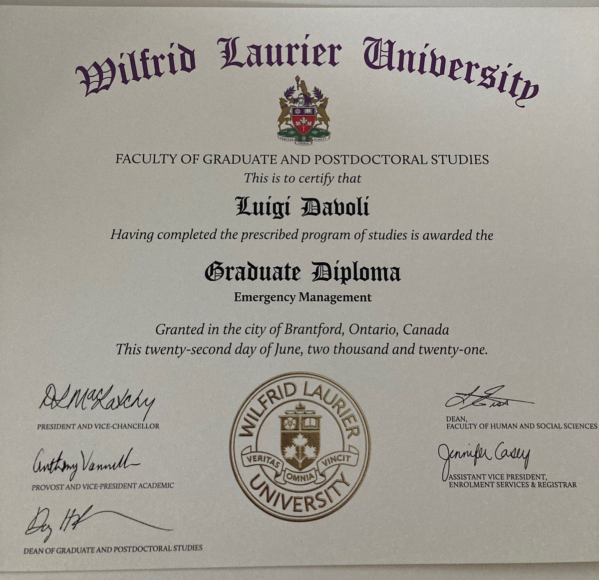 Proud of this accomplishment.  Next step is Masters of Public Safety.