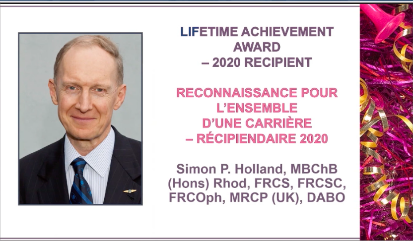 OrbisCA's tweet photo. Our board chair and long-time Volunteer Faculty member, Dr. Simon Holland is the @CANeyeMDs 2020 Lifetime Achievement Award Winner. Dr. Holland has taken part on more than 100 Orbis Flying Eye Hospital programs around the globe. #COS2021Virtual https://t.co/spOyhBcS2c