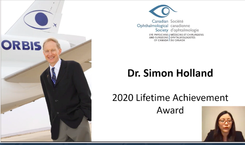 OrbisCA's tweet photo. Our board chair and long-time Volunteer Faculty member, Dr. Simon Holland is the @CANeyeMDs 2020 Lifetime Achievement Award Winner. Dr. Holland has taken part on more than 100 Orbis Flying Eye Hospital programs around the globe. #COS2021Virtual https://t.co/spOyhBcS2c