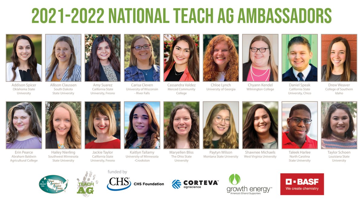 It's official! Congratulations to the 2021-2022 National Teach Ag Ambassadors! #TeachAg