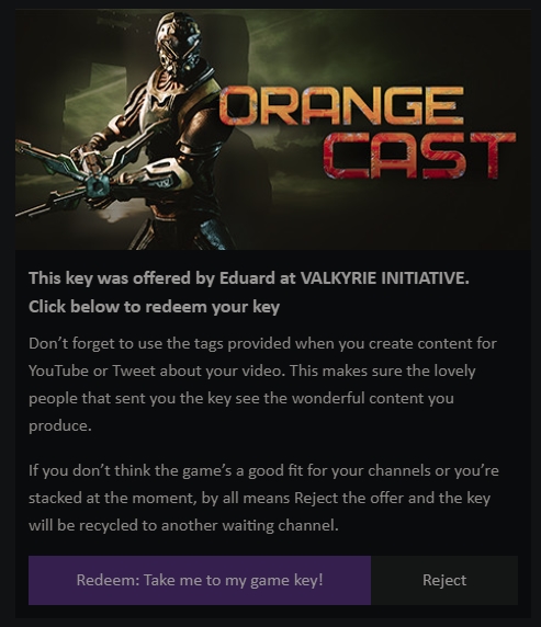 Fan4eG_88's tweet photo. @ValkyrieInitia1 tnx for ur #orangecast key!
Its gonna be played!🍄👽 https://t.co/h1c2zVbpKe
