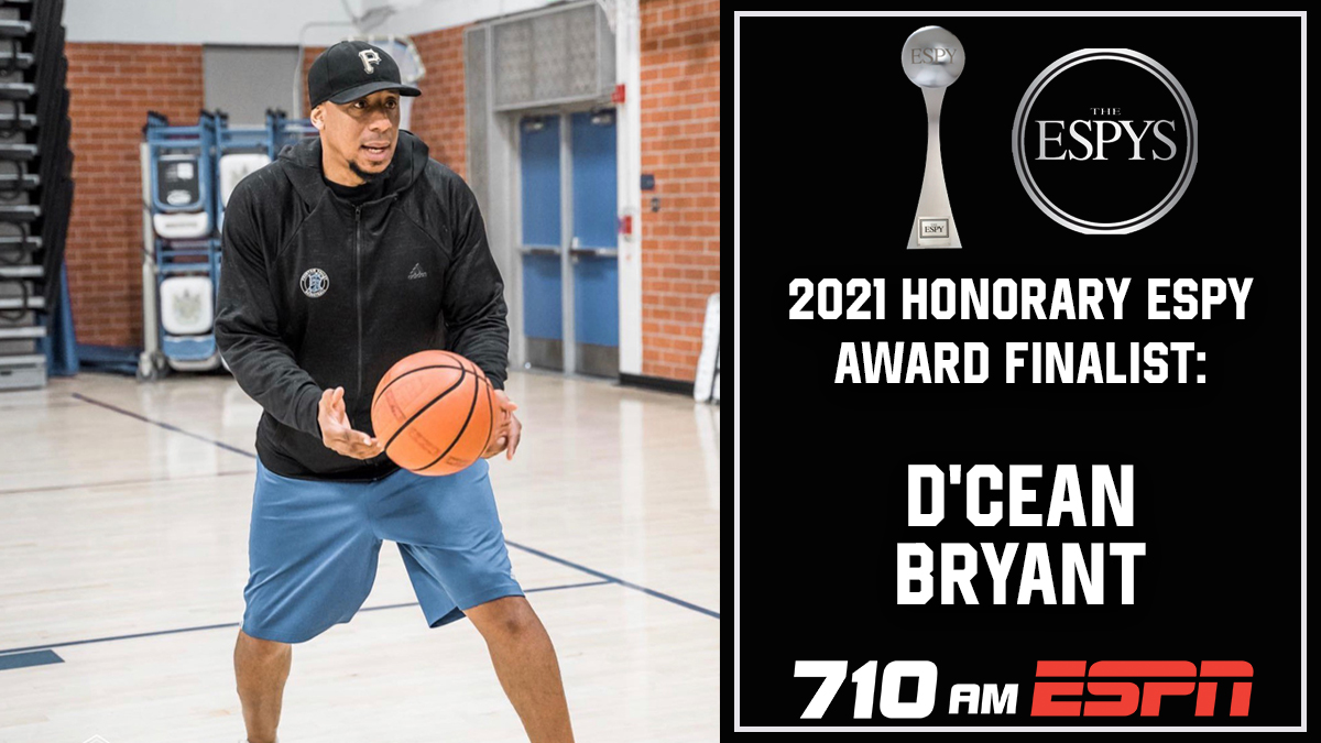 ESPNLosAngeles's tweet photo. Congrats to honorary @ESPYS nominee, Coach D'Cean Bryant from @FVHSBsktBall!

We salute @DceanB for his mentorship and support of student-athletes on and off the court 👏 https://t.co/n5ICYkUtFY