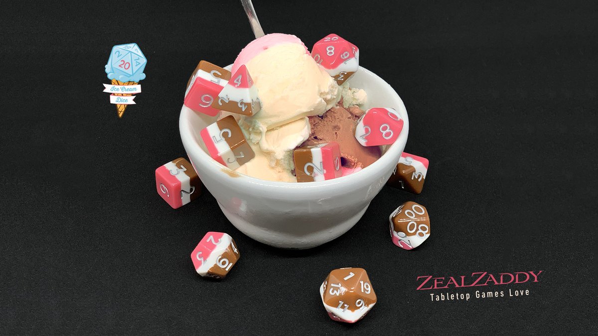ZealZaddy's tweet photo. 🧡 these Neapolitan dice by @IScreamDice so much that when they arrived I had to take a few pix to get the right taste. Yummy!
#dicegoblin #dice #handmade #polyhedrons #ttrpg #dnd #dnd #dicelove #photography https://t.co/fSc0wqdUV6