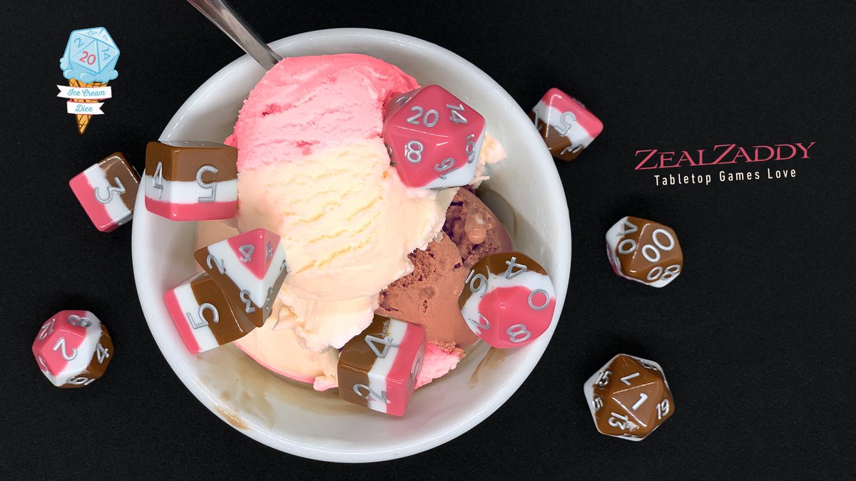 ZealZaddy's tweet photo. 🧡 these Neapolitan dice by @IScreamDice so much that when they arrived I had to take a few pix to get the right taste. Yummy!
#dicegoblin #dice #handmade #polyhedrons #ttrpg #dnd #dnd #dicelove #photography https://t.co/fSc0wqdUV6