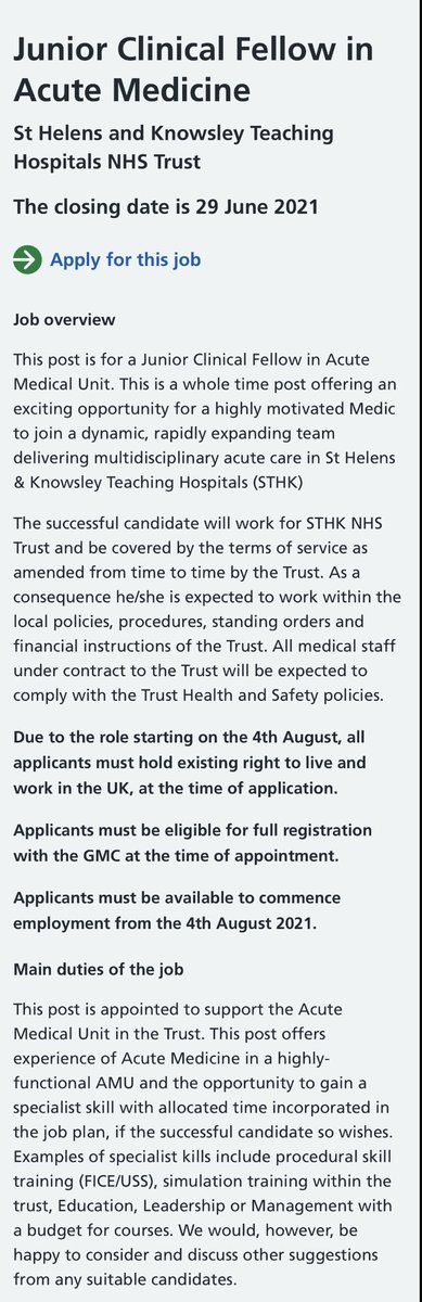 Apply to come and join our #TeamAMU @sthknhs with an opportunity to gain a specialist skill incorporated in the job plan. E.g. FICE/FAMUS, simulation training, Education, Leadership or Management with a budget for courses. Apply here beta.jobs.nhs.uk/candidate/joba…