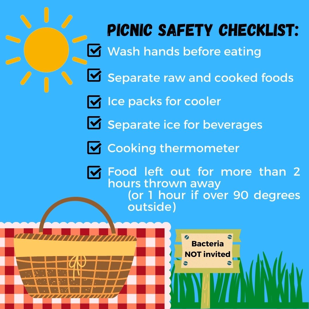 eatrightwisc's tweet photo. Picnics are a great way to spend time outdoors, soak in some sunshine, and enjoy your favorite summer dishes! Follow this checklist to keep yourself, family, and friends healthy and keep bacteria out: https://t.co/FvKlEPRmf3
#GrillingandPicnicMonth #eatrightPRO #summerpicnic https://t.co/QzeCwHDDXv