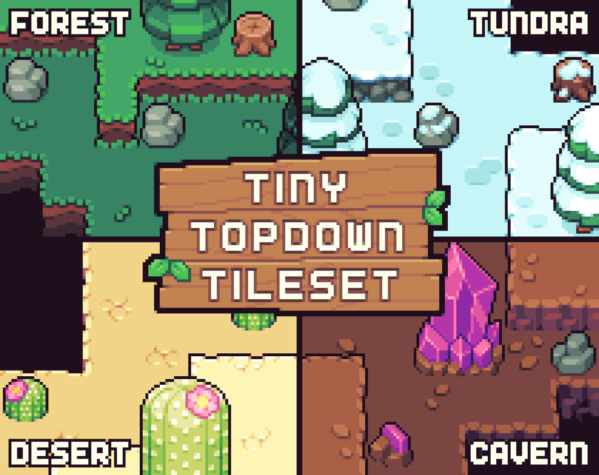 gamesbypond's tweet image. Introducing the Tiny Topdown Tileset series!
This 4-pack of game ready tilesets is 20% off for the first week!
pondgames.itch.io/ttt-series-4-p…
See next tweet for a FREE tileset.
#pixelart #gamedev #indiedev