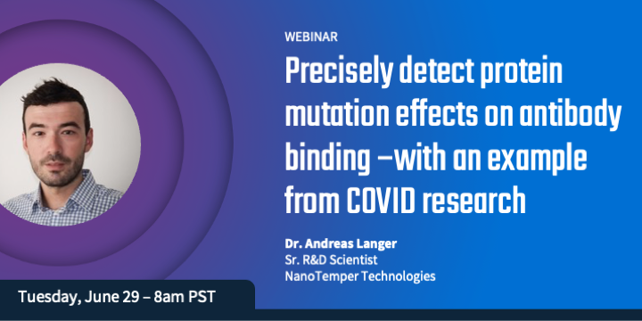 NanoTemper's tweet photo. Protein researchers - find relevant takeaways from COVID research. Join this talk:
https://t.co/gtKVGO3YsC by Andreas Langer and Stefan Pellenz: Effect of different SARS-CoV-2 variants on COVID-19 Assays and Vaccines. https://t.co/VUfN8tUNbP