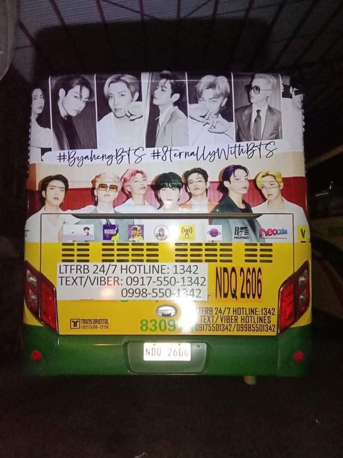 woogasquadPH's tweet photo. PH Armys! In celebration of BTS 8th Year Anniversary! PH Fanbases present to you β¨ #ByahengBTS π
#8ternallyWithBTS
This bus will be available for service for a whole month starting today from Monumento to PITX! π
If you happen to see this, don't forget to take a pic & tag + https://t.co/unEJANj0t5