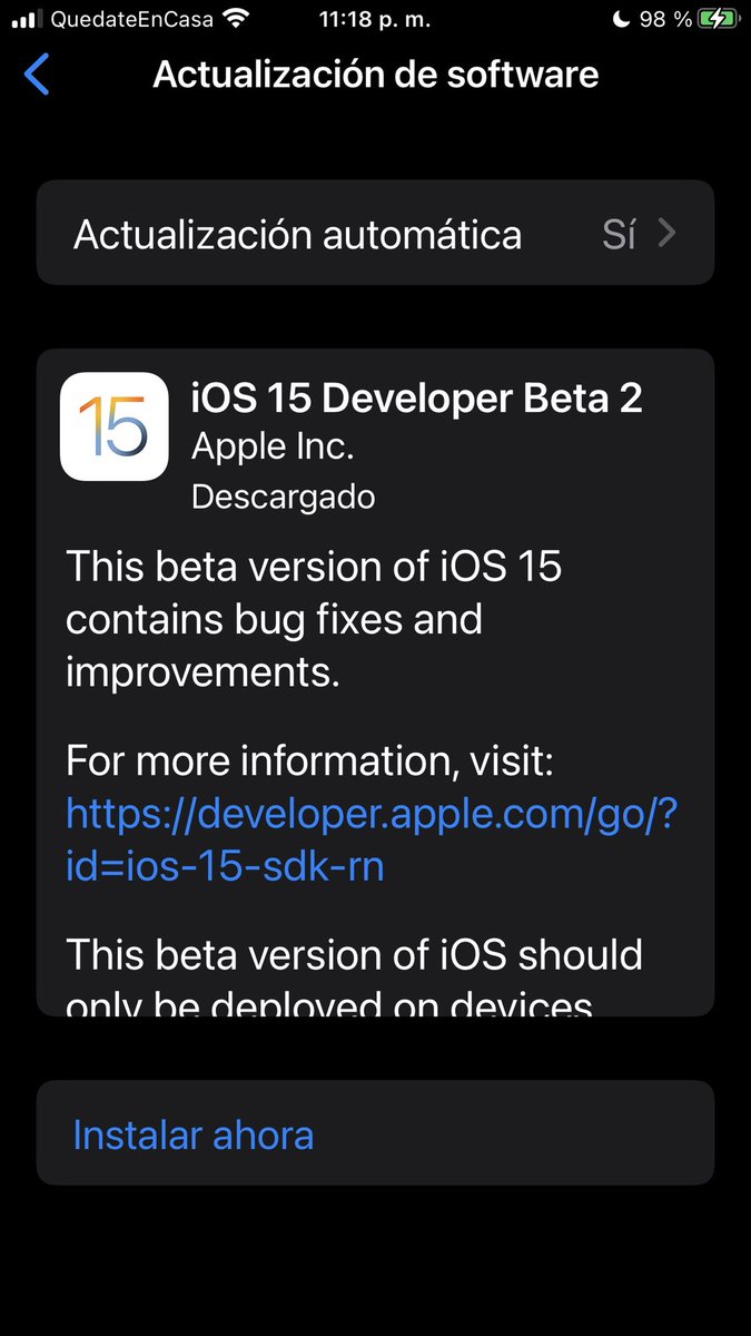 cyberespia's tweet image. Toca actualizar #iOS15DevBeta2