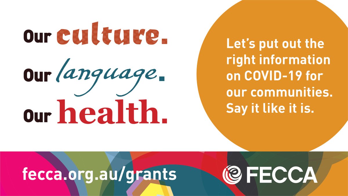 iFECCA's tweet photo. COVID-19 SMALL GRANTS - WEBINAR
Date: 25 June 2021 (Today)
Time: 1-2pm (AEST)
Where: Via Zoom webinar
Register: https://t.co/b6ymZzP71J

Multicultural groups and organisations can access small grants to protect their communities against COVID-19. 

Visit https://t.co/dayN6WopUg https://t.co/lGdxo24ZQc