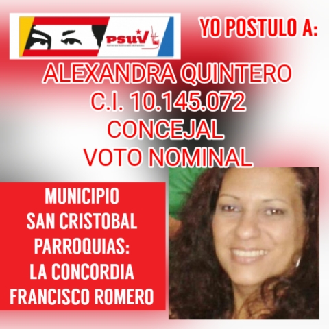 Por el municipio San Cristobal <a href="/alexandra_qa/">SV Alexandra Quintero</a> <a href="/sinbozaldearepa/">Jose Rodriguez</a> <a href="/FreddyBernal/">Freddy Bernal</a> <a href="/Amemosaltachira/">Amemos al Táchira</a> <a href="/MovSomosVe/">Somos Venezuela</a> <a href="/GMAS_TC05/">GMAS Táchira Circuito 05</a> <a href="/PSUVTachira/">PSUV Táchira</a>