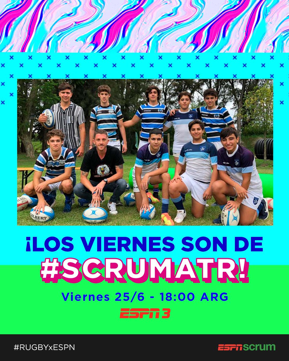 ¡Los viernes son de #ScrumATR! Los protagonistas serán los juveniles de <a href="/lnrugby/">Liceo Naval Rugby</a> y <a href="/ArgentinoRugby/">Club Argentino Rugby</a>. 

Miralo este viernes, a las 18:00 ARG, por ESPN 3

#RUGBYxESPN