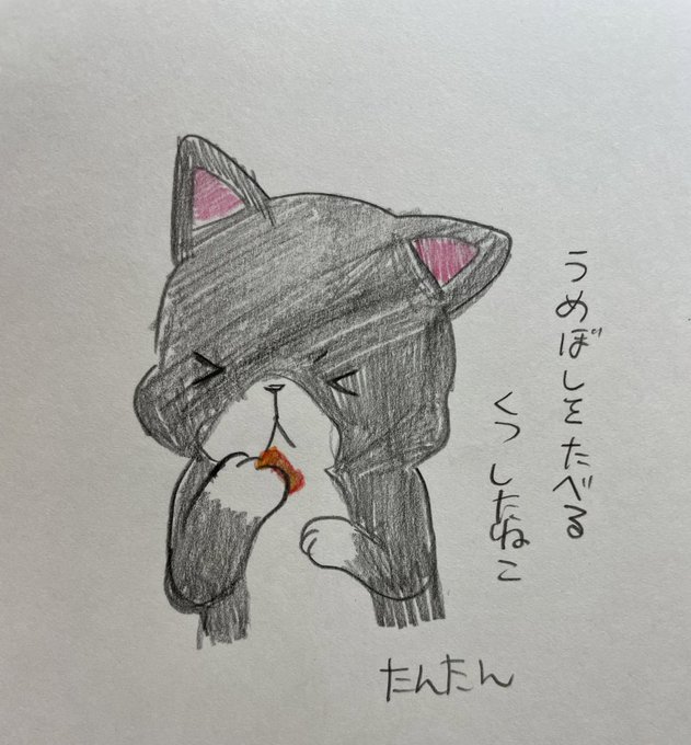 梅干しを食べるくつしたねこ

#イラスト #猫 