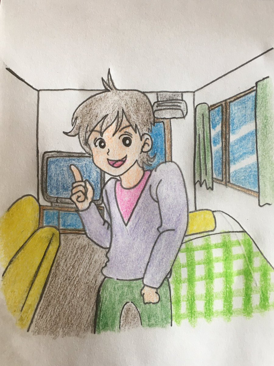 ノブユキ 一人暮らしは気ままで楽しいな いつ寝ても 夜中に起きて絵も描けるし 全部が自己責任だけどね 一人暮らし イラスト