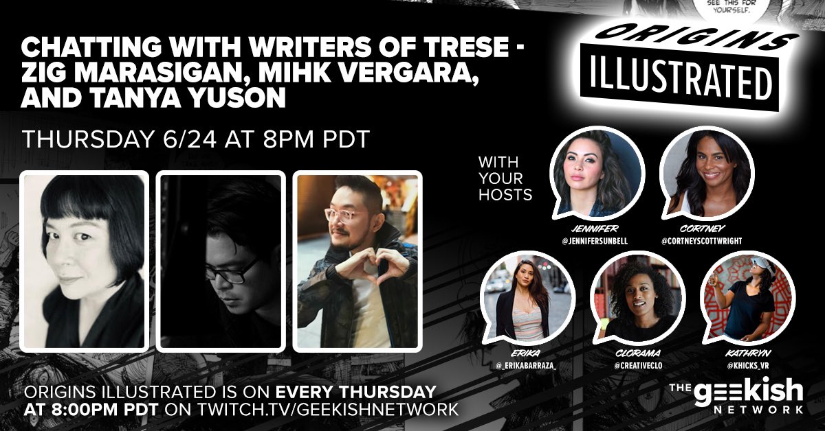 zigmarasigan's tweet photo. Come! Let's join us! Guesting with @TanyaYuson and @mihkvergara to talk Trese at 11 a.m PH Time with the great folks at @geekishnetwork.

https://t.co/2tdBrJvQ9G 

#TreseOnNetflix #LiveStreaming #Comics https://t.co/teIGTXU3sn