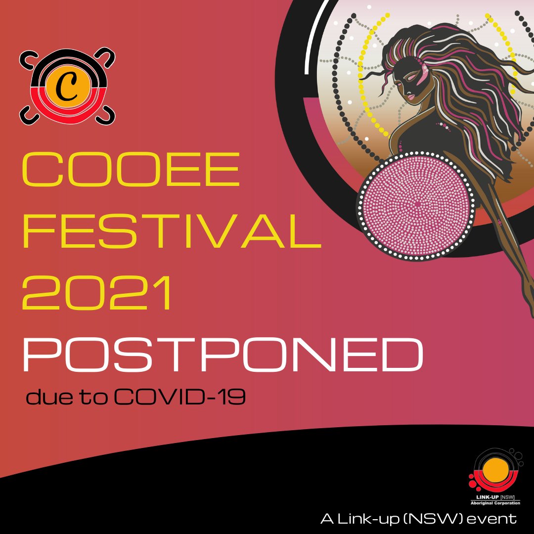 Link-Up (NSW) (@linkupnsw) on Twitter photo .<a href="/LinkupNSW/">Link-Up (NSW)</a> has made the difficult decision to postpone COOEE Festival 2021 given the ongoing COVID-19 situation in Sydney. We will keep you updated about plans for a new date. Stay safe you mob. .<a href="/LinkupNSW/">Link-Up (NSW)</a> has made the difficult decision to postpone COOEE Festival 2021 given the ongoing COVID-19 situation in Sydney. We will keep you updated about plans for a new date. Stay safe you mob.