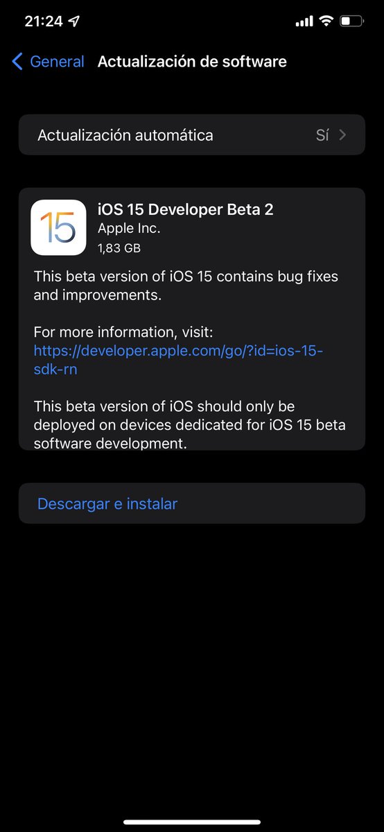 German1969's tweet image. Allá vamos #iOS15DevBeta2 #iOS15beta2