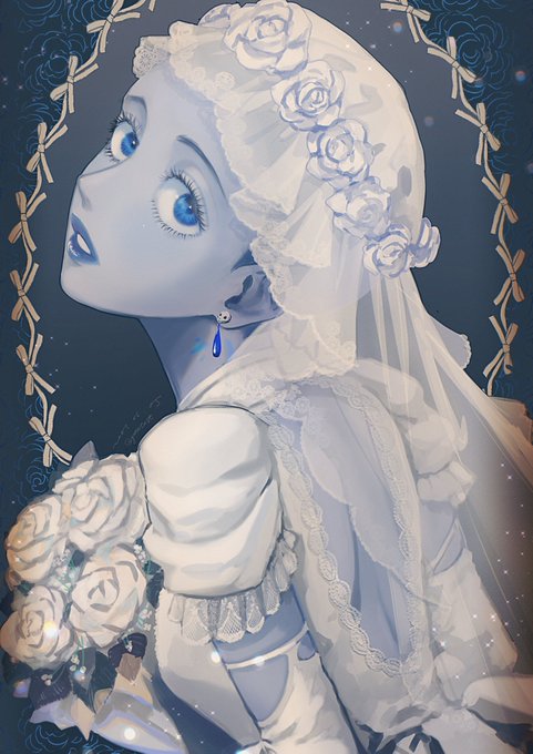 「hair flower wedding dress」 illustration images(Popular)