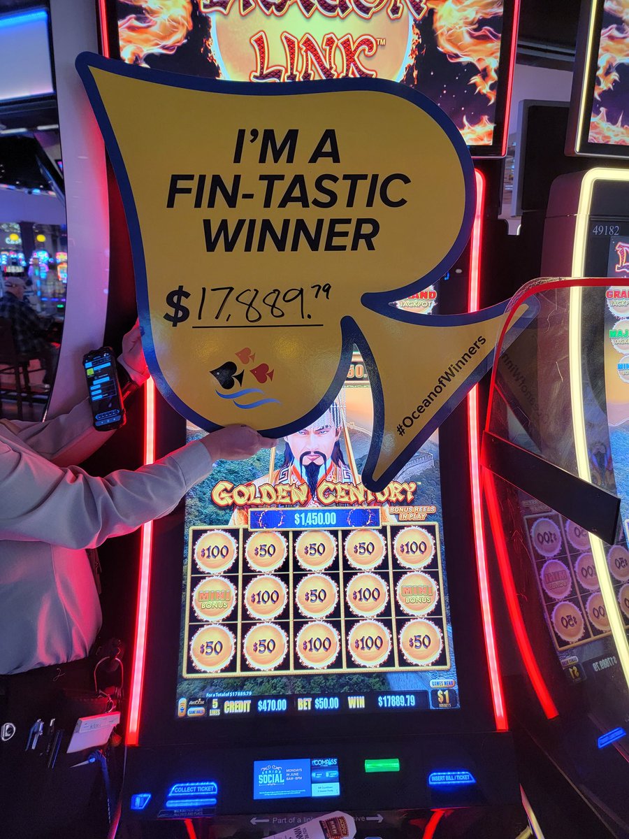 OceanDowns's tweet photo. Congratulations to tonight's most recent winner who made a big splash in the #OceanOfWinners with this huge $17,889.79 jackpot on Dragon Link! https://t.co/gbraPijffH