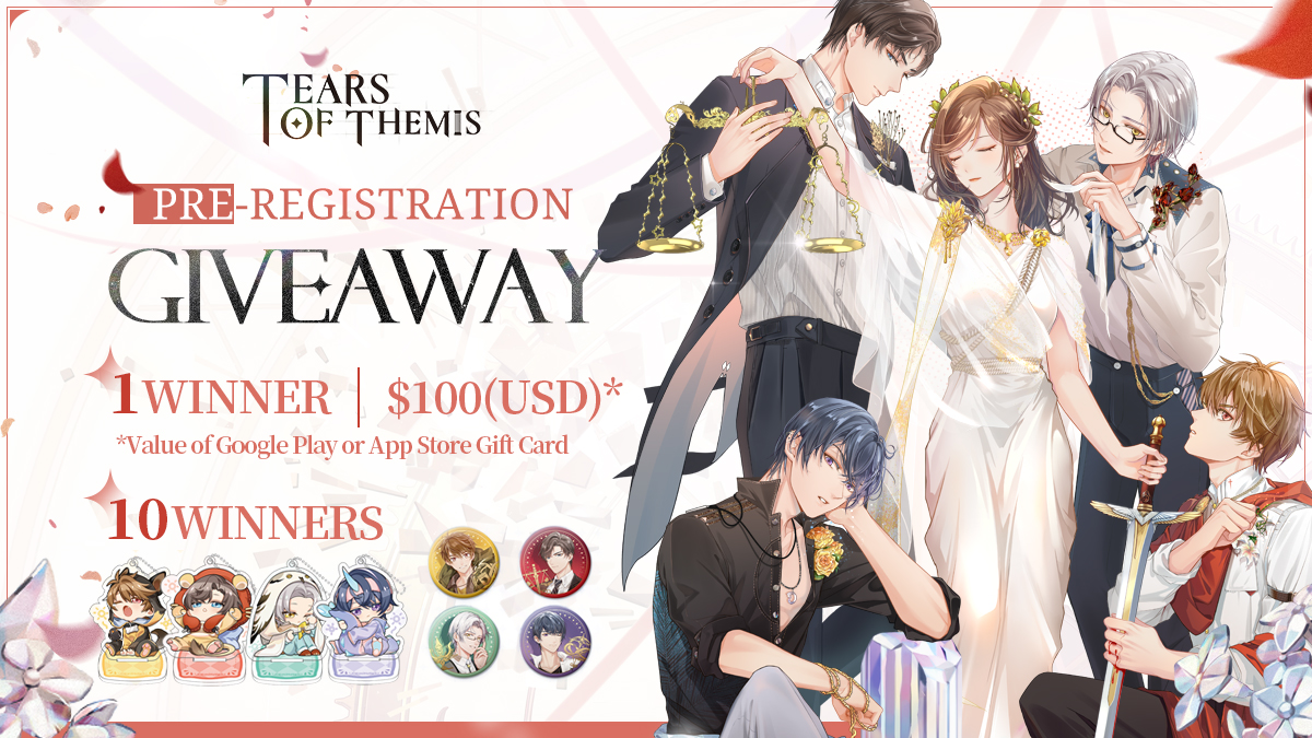 TearsofThemisEN's tweet photo. ✦From June 18 to 27, 1 winner will be randomly picked to receive a gift package of merchandise EACH DAY. And all winners will be announced on June 29.
✦1 winner will be picked to receive a $100 Gift Card after the official release.

✨Follow us &amp; RT to enter today's #Giveaway! https://t.co/PoU60E72QH
