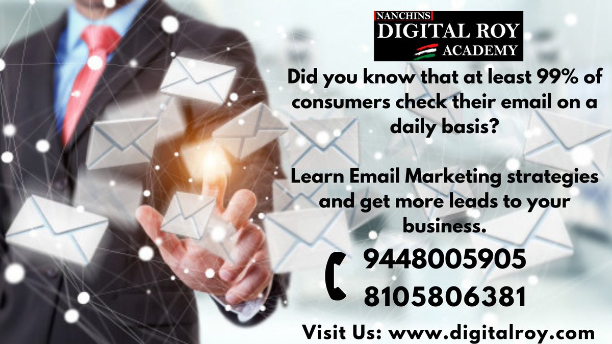 digitalroys's tweet photo. Did you know that at least 99% of consumers check their #EMAIL  on a daily basis?

Learn #emailmarketing strategies and get more leads to #business.

8105806381 | 9448005905

https://t.co/IdCj4kIRhU

#digitalmarketing #SEM #SMM #SEO #socialmedia #Searchengine #Google #fridayvibes https://t.co/F8HChfJGuE
