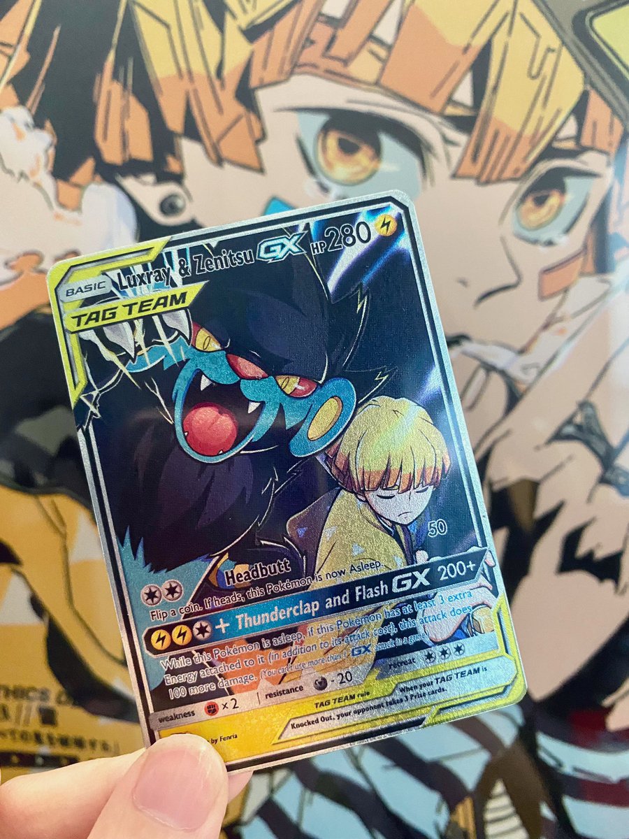 Just finished making some Luxray x Zenitsu custom Pokemon cards earlier  today