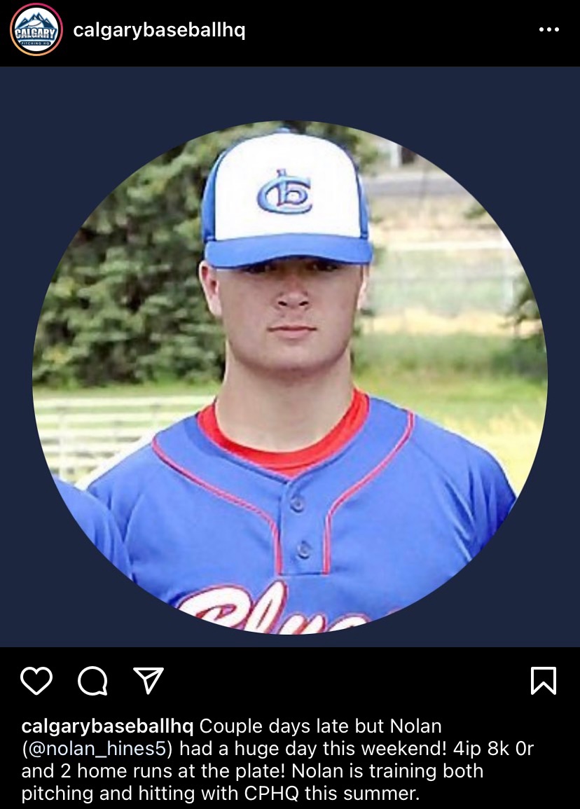 CalgaryPitching's tweet image. Congrats to Nolan (@hines_nolan) for his huge game this weekend!