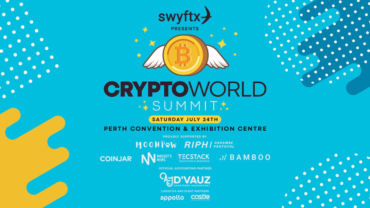 Did you jump on the crypto wagon? Or wanted to start investing in crypto currency but don't know where to start? Join the Crypto World Summit presented by SwyftX! 
 
Don’t miss out on the first conference of its kind in Perth. Grab your tickets fast! bit.ly/3qo853y